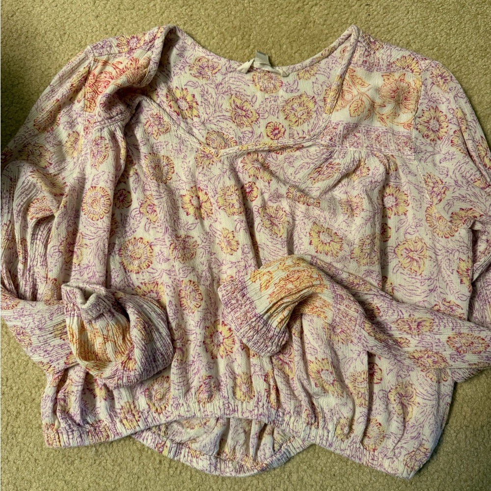 Billabong linen-like block printed crop top